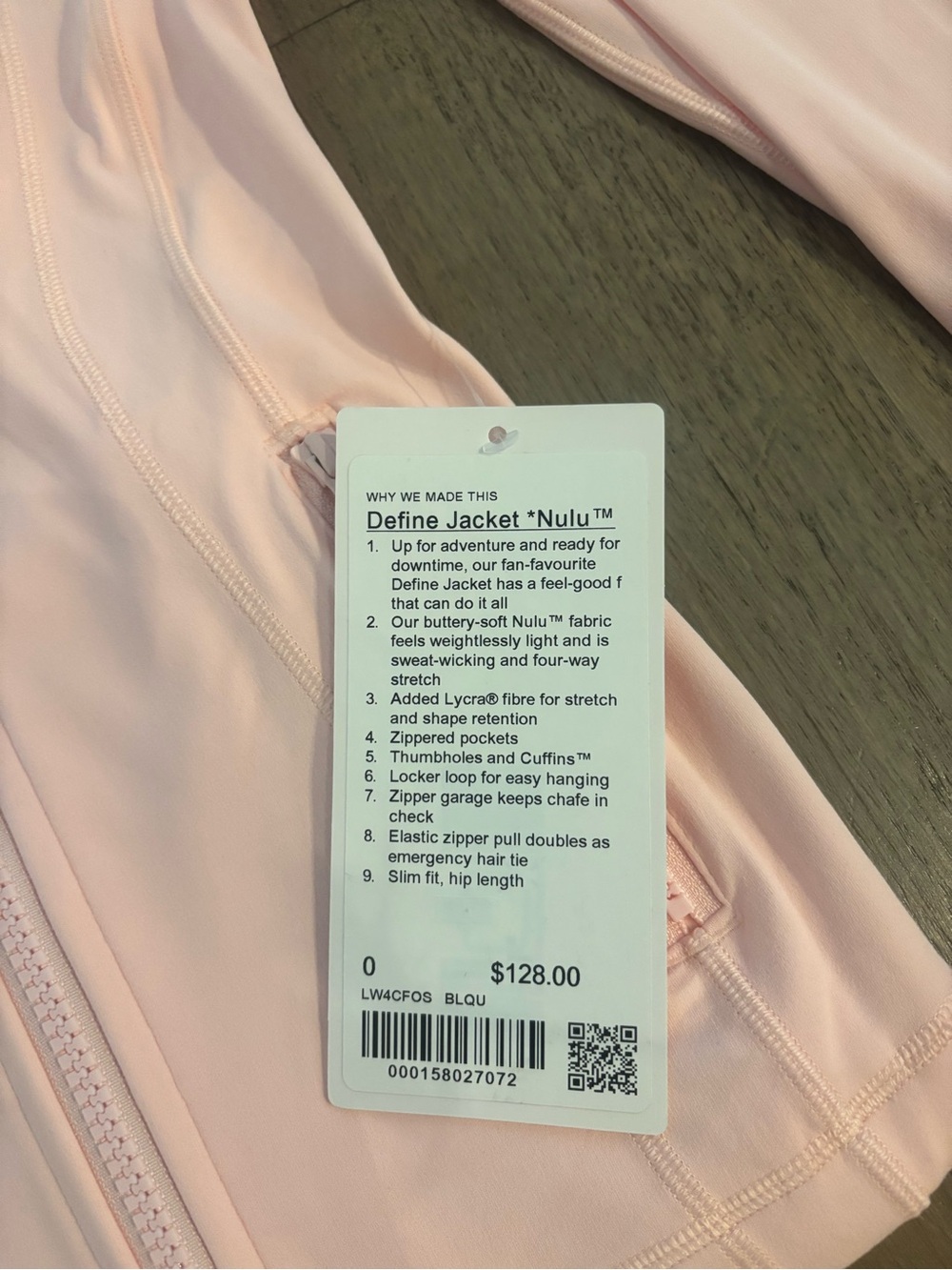 BRAND NEW with tags! Lululemon athletica Women’s Pink Full-Zip Define Jacket - Picture 9 of 9